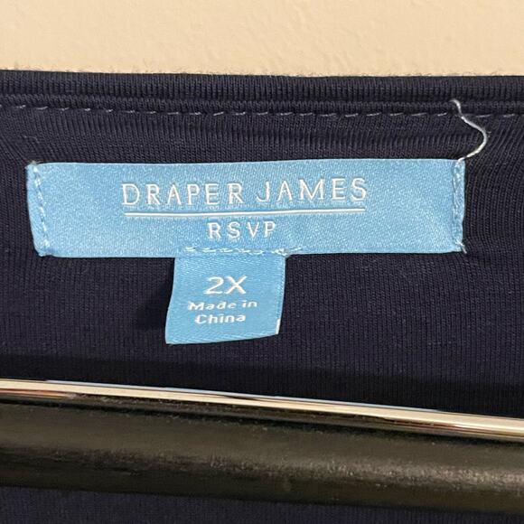 NWT Draper James RSVP Faux Wrap Dress 2X Blue Belted V-Neck Knit w/ Pockets - Picture 4 of 12